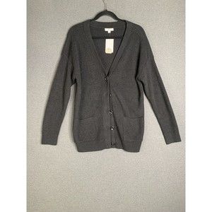 BP Long Sleeved Half Button-Up Women's Knit Sweater Soft Cardigan Black Small